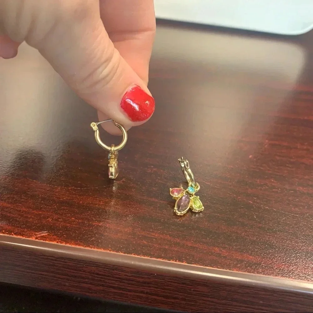 Avon butterfly jeweled hoop earrings NIB